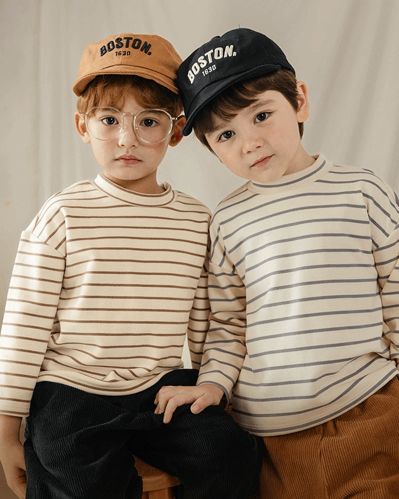 Áo thun dài tay cổ 3 phân vải nỉ cào bông ấm bé trai và bé gái U900G