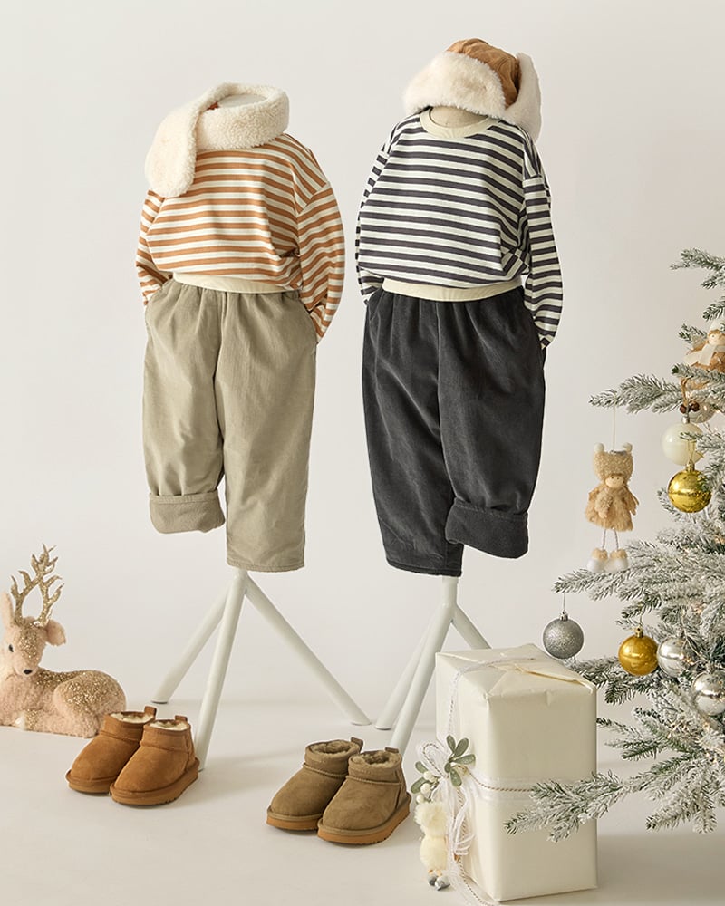 Quần dài nhung gân nhỏ mịn lót nỉ lông cừu hai lớp siêu mềm nhẹ và ấm áp U950M