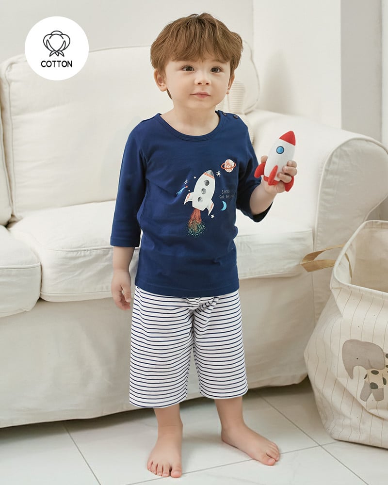 Bộ đồ lửng cotton mịn bé trai U2174