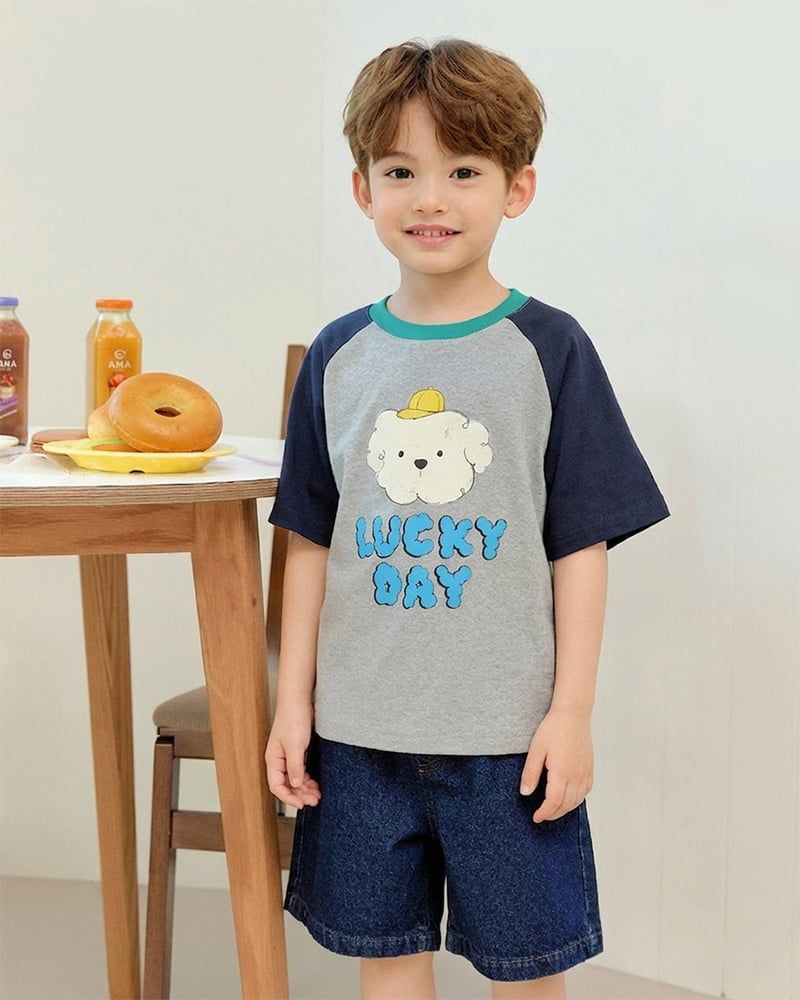 Áo thun tay ngắn Raglan vải cotton cho bé trai và bé gái U900N