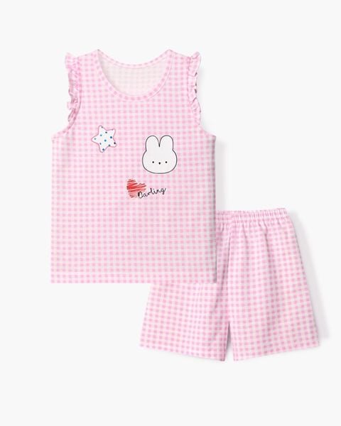 Bộ đồ ba lỗ cotton mịn bé gái U4108