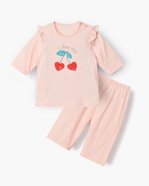 Bộ đồ lửng cotton mịn bé gái U2175