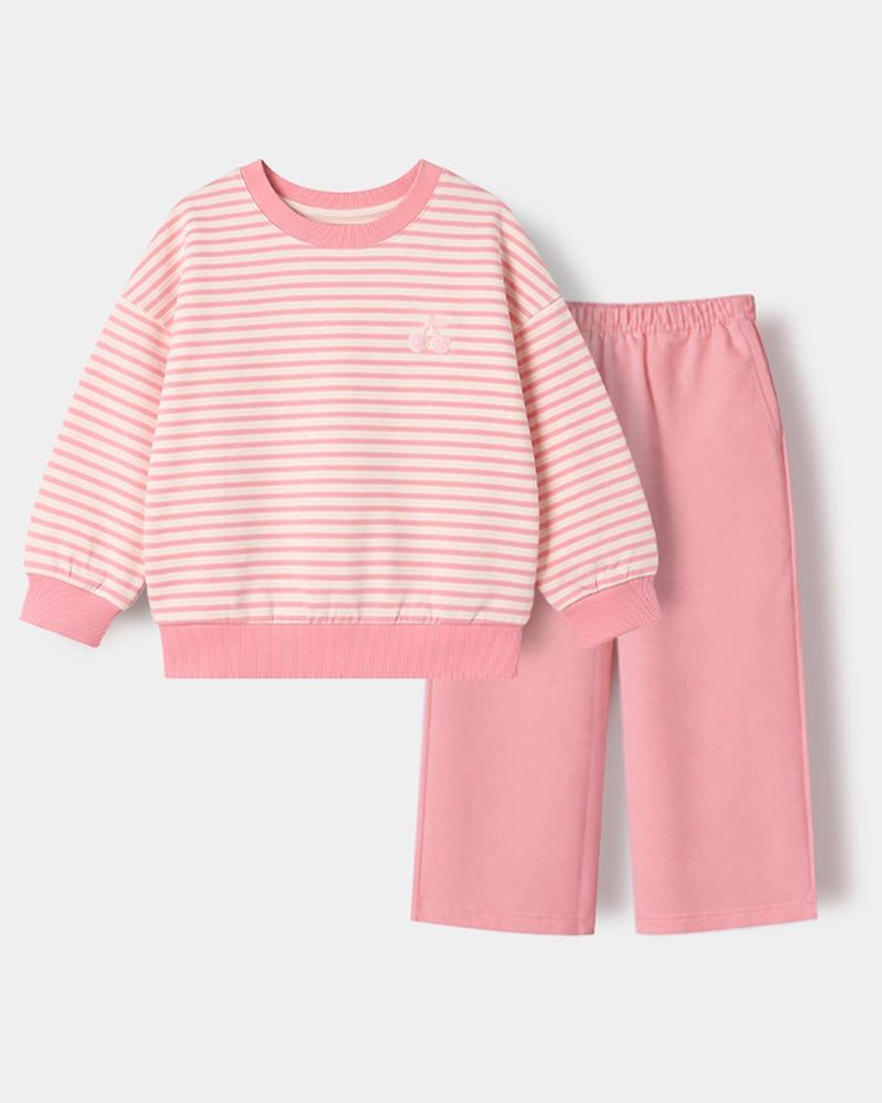 Bộ đồ dài dáng rộng vải nỉ da cá cotton bé gái U1341