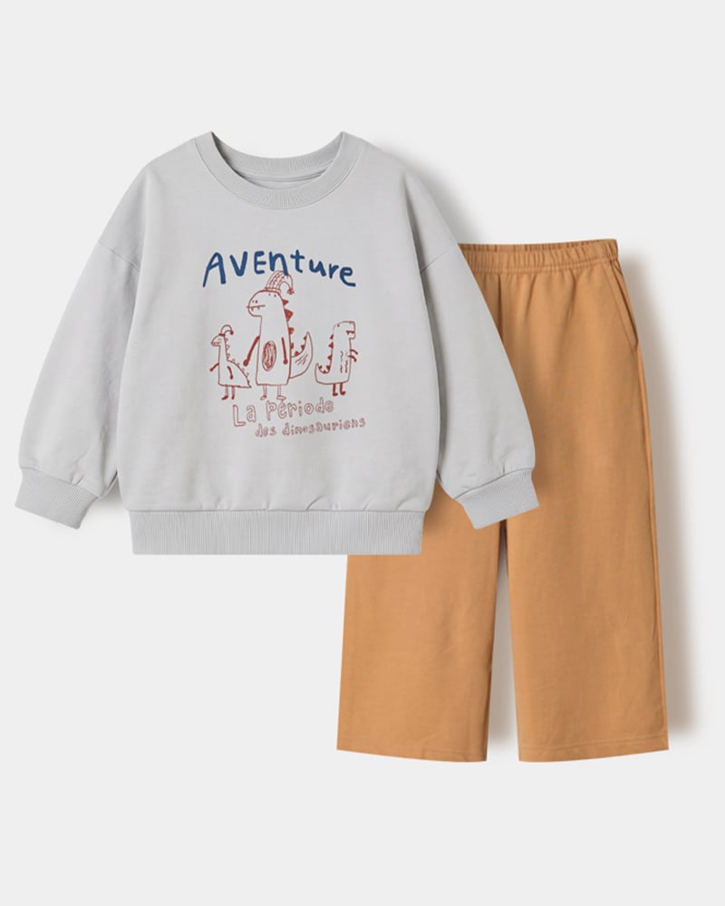 Bộ đồ dài dáng rộng vải nỉ da cá cotton bé trai U1343