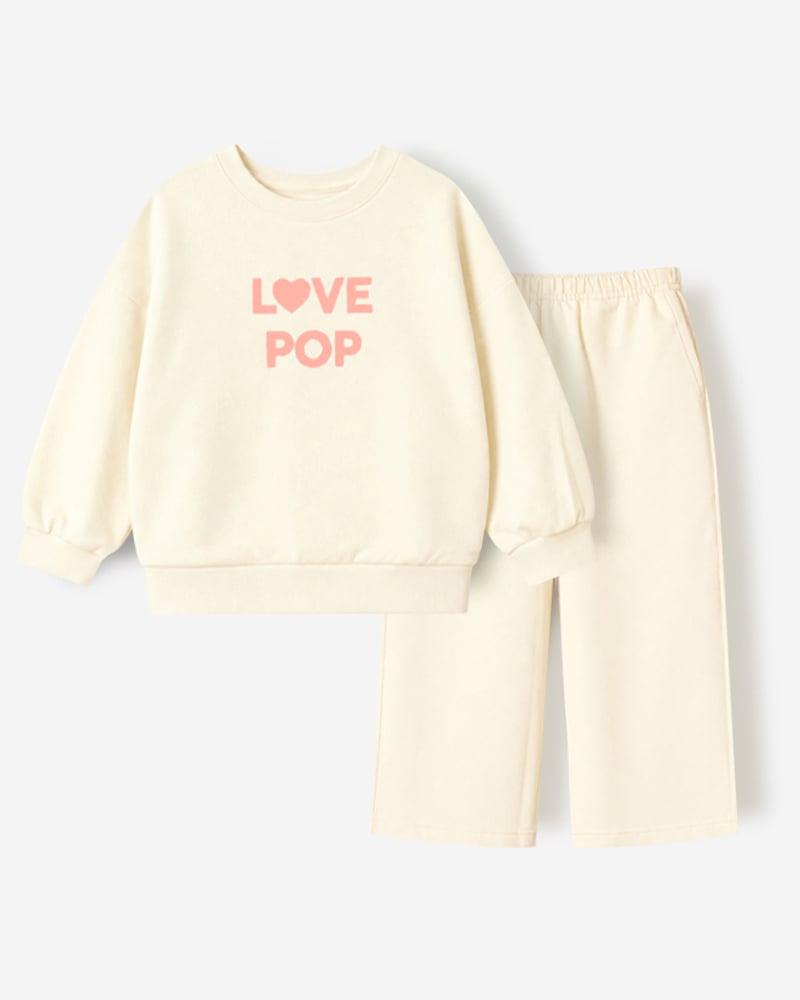 Bộ đồ dài dáng rộng vải nỉ da cá cotton bé gái U1345