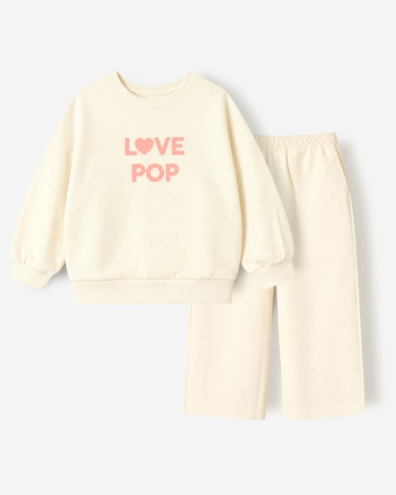 Bộ đồ dài dáng rộng vải nỉ da cá cotton bé gái U1345