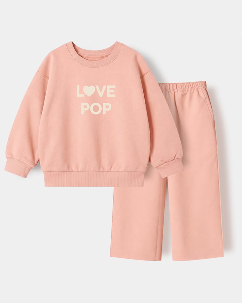 Bộ đồ dài dáng rộng vải nỉ da cá cotton bé gái U1346