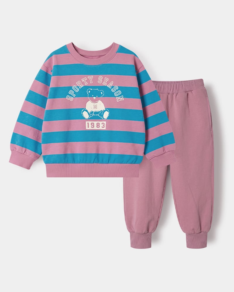 Bộ đồ dài dáng rộng vải nỉ da cá cotton bé trai và bé gái U1336