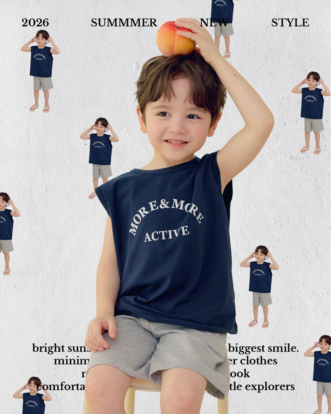 Áo ba lỗ vải cotton thoáng mát dáng suông rộng bé trai và bé gái U900S