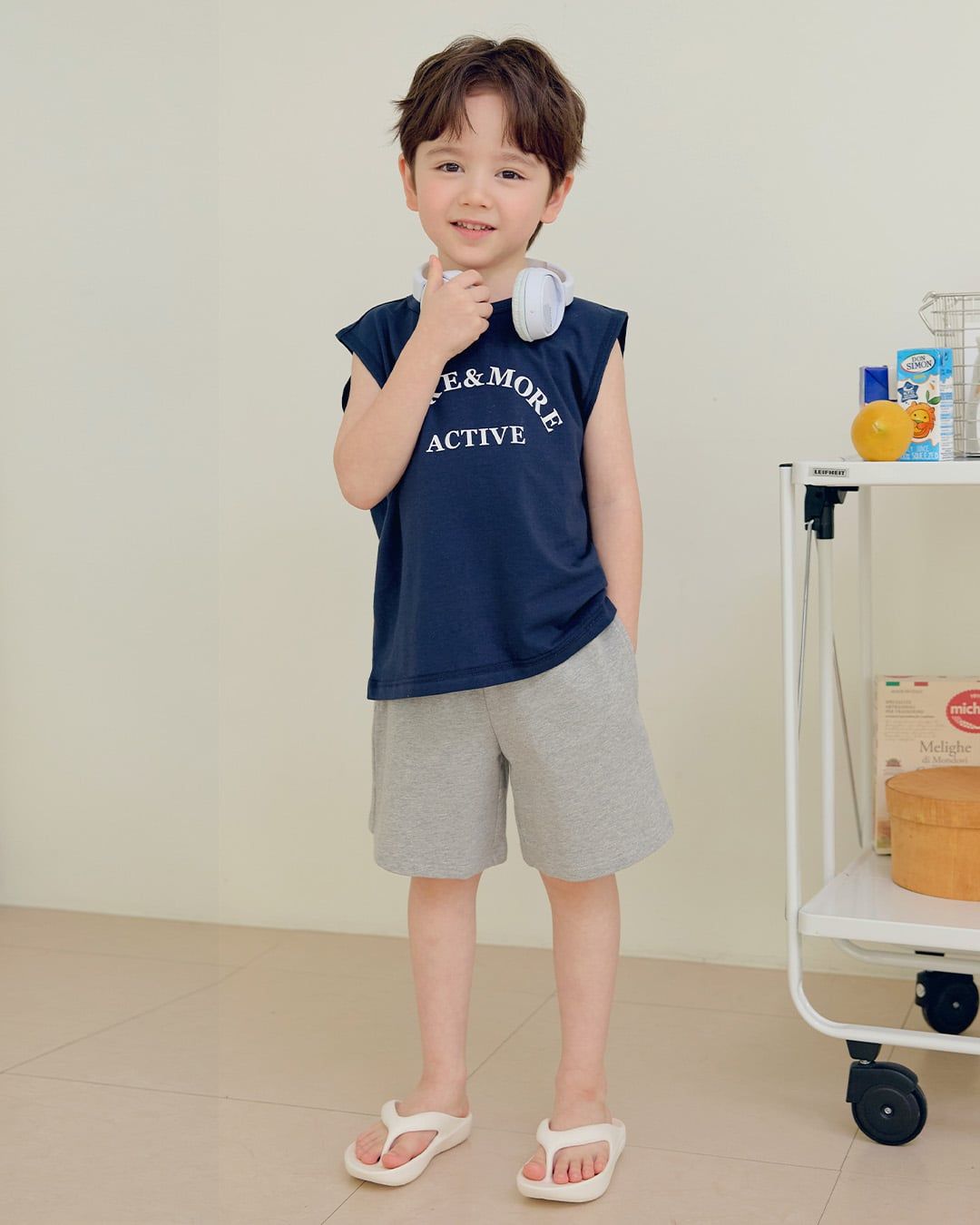Áo ba lỗ vải cotton thoáng mát dáng suông rộng bé trai và bé gái U900S