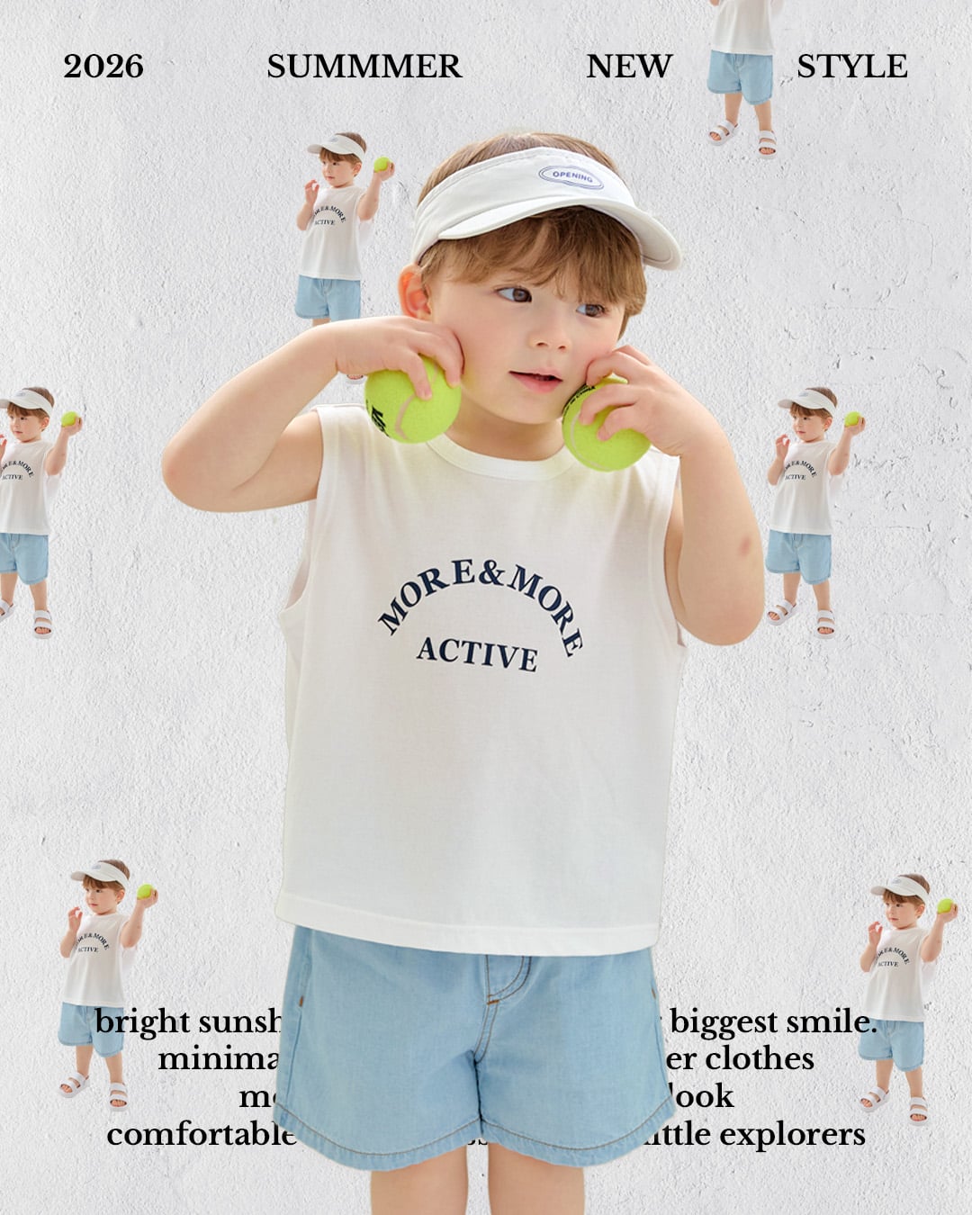 Áo ba lỗ vải cotton thoáng mát dáng suông rộng bé trai và bé gái U900S
