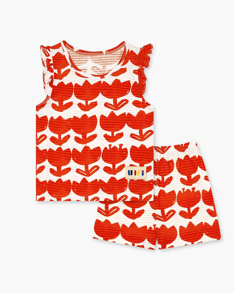 Bộ đồ ba lỗ cotton giấy bé gái U4084