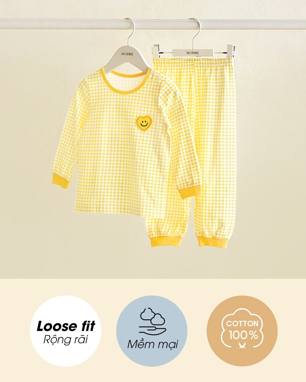 Bộ đồ dài dáng rộng cotton mịn bé gái U1182