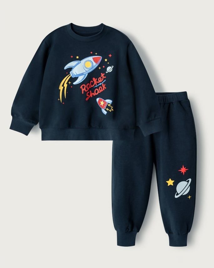 Bộ đồ dài dáng rộng vải nỉ da cá cotton bé trai U1281