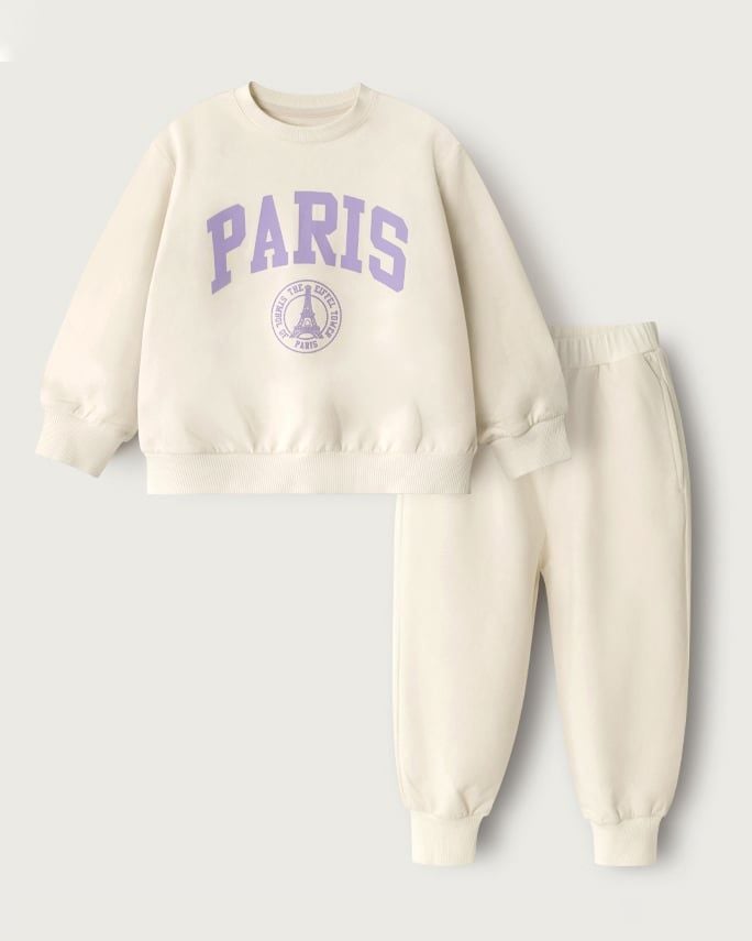 Bộ đồ dài dáng rộng vải nỉ da cá cotton bé trai và bé gái U1283
