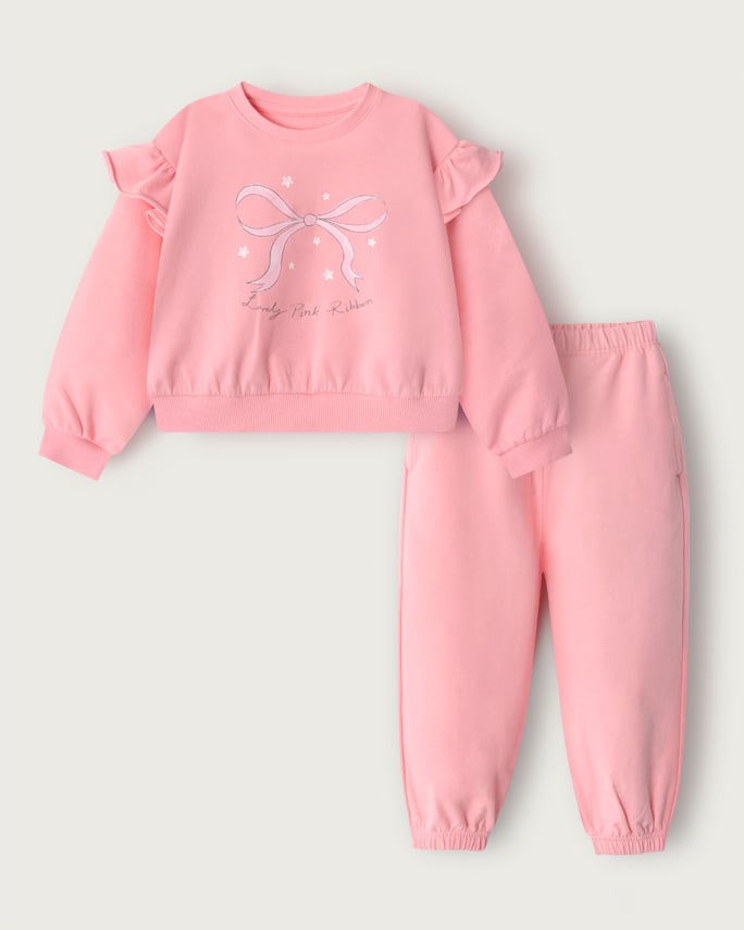 Bộ đồ dài dáng rộng vải nỉ da cá cotton bé gái U1284