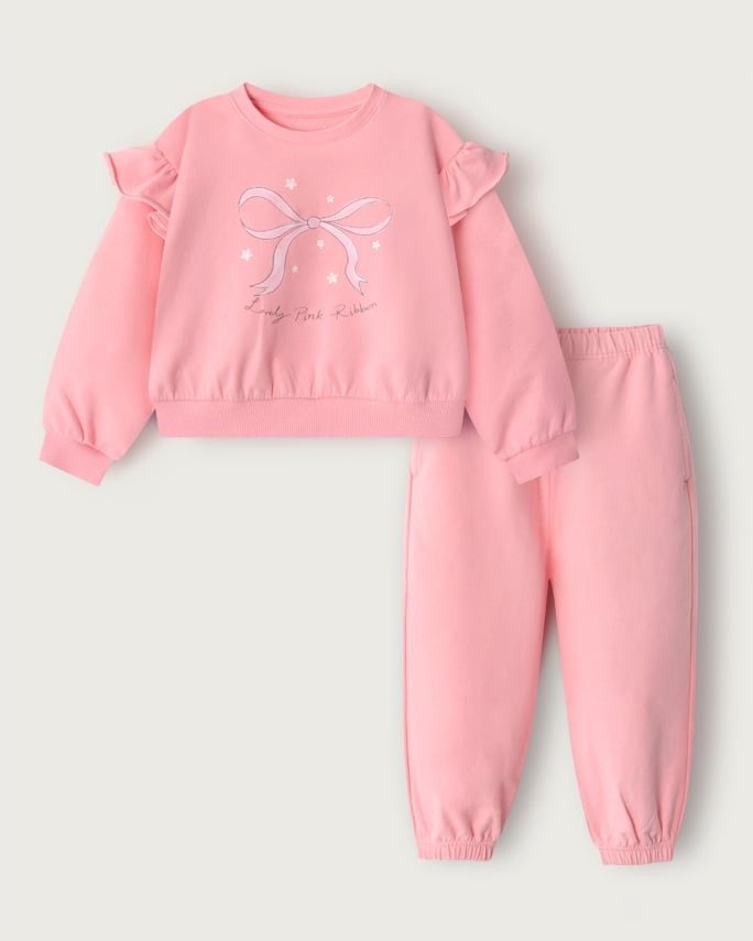 Bộ đồ dài dáng rộng vải nỉ da cá cotton bé gái U1284