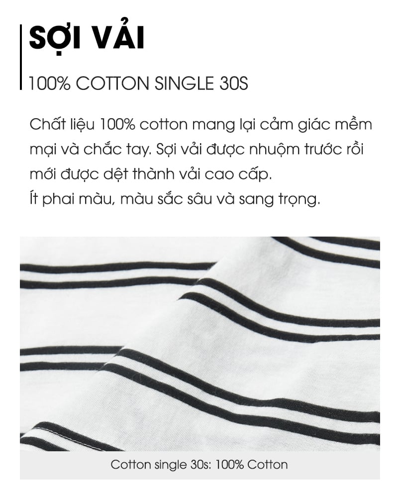 Áo thun ngắn tay kẻ sọc basic vải cotton sợi nhuộm bé trai và bé gái U900P