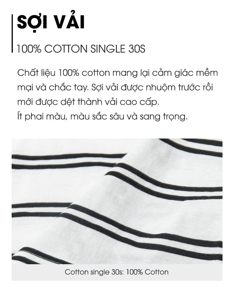Áo thun ngắn tay kẻ sọc basic vải cotton sợi nhuộm bé trai và bé gái U900P