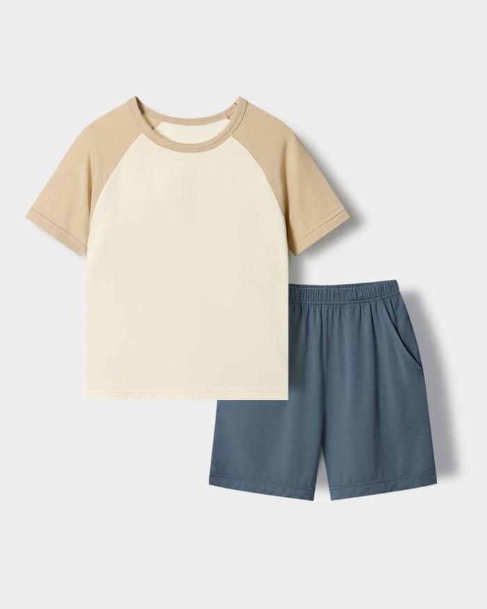 Bộ đồ ngắn mặc nhà vải Tencel Modal siêu mềm mát bé trai và bé gái U3236