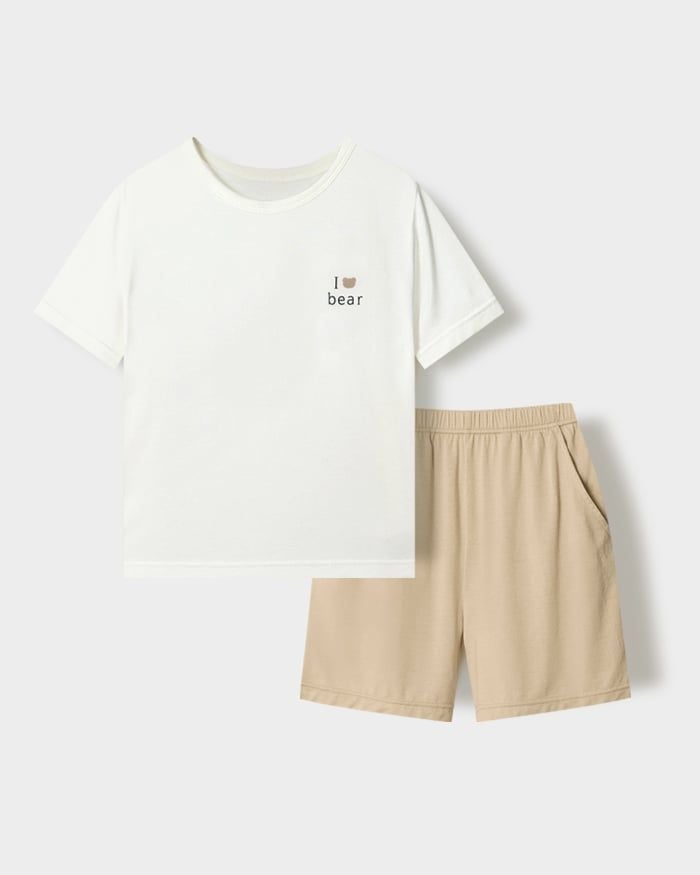 Bộ đồ ngắn mặc nhà vải Tencel Modal siêu mềm mát bé trai và bé gái U3232