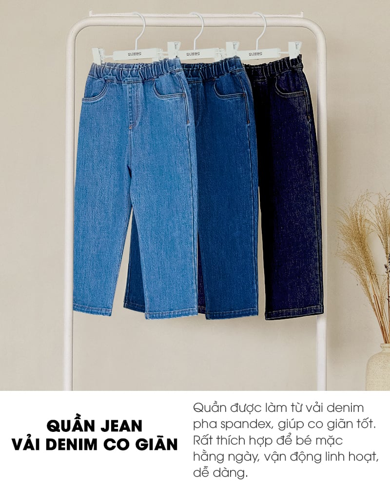 Quần jean dài ống suông co giãn bé trai và bé gái U950H