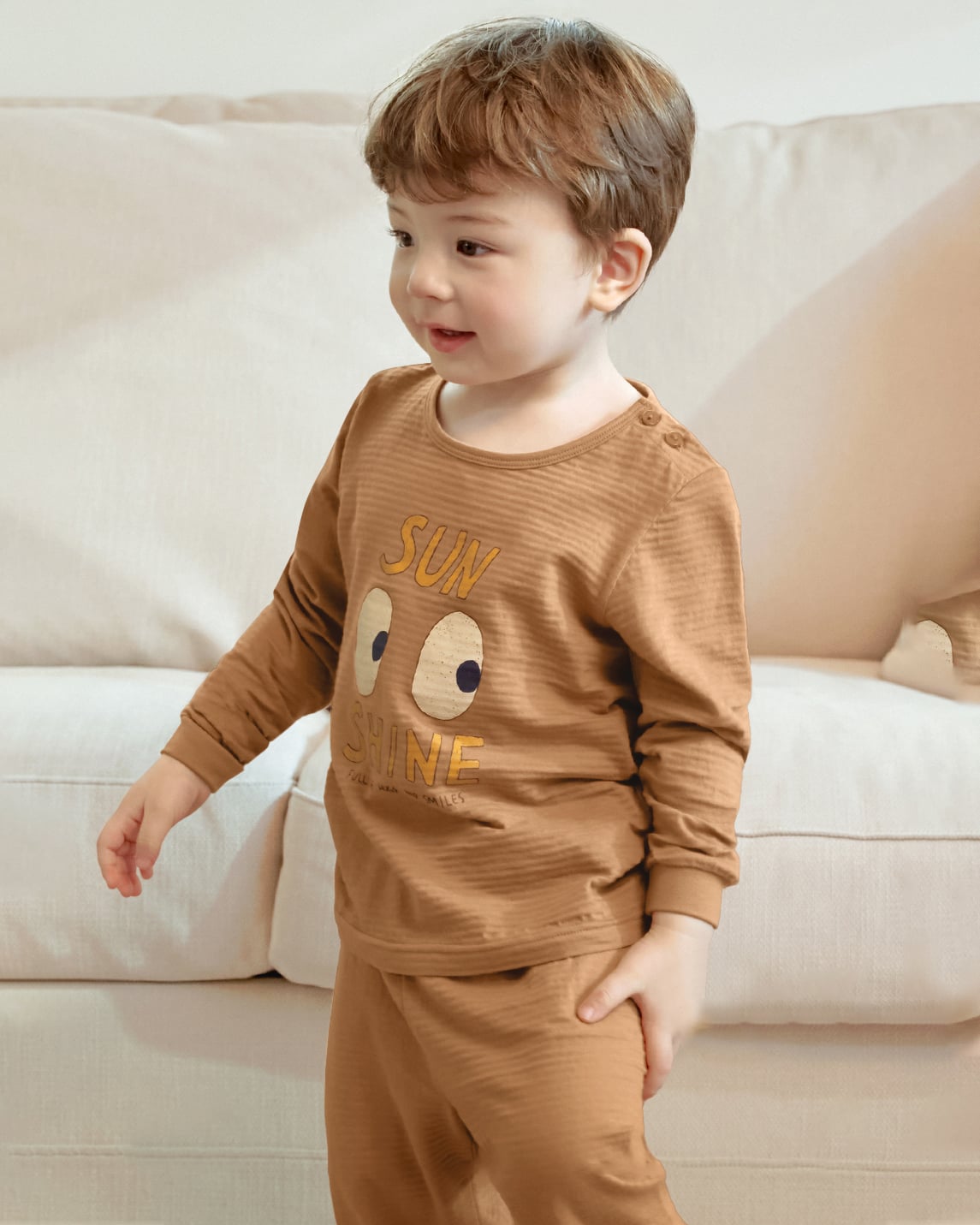 Bộ đồ dài cotton giấy dáng rộng bé trai U1310