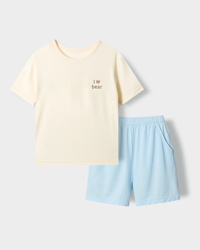 Bộ đồ ngắn mặc nhà vải Tencel Modal siêu mềm mát bé trai và bé gái U3233