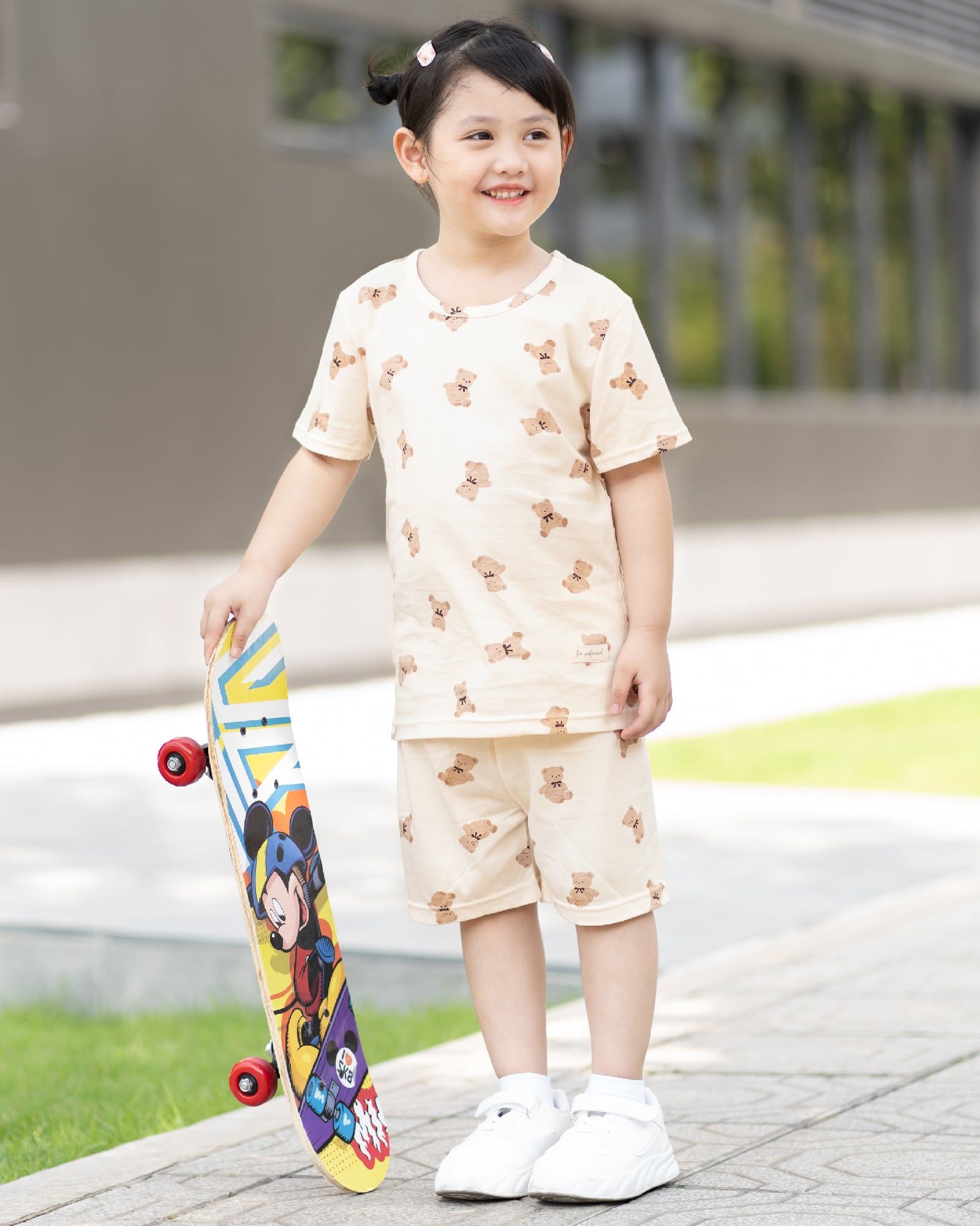 Bộ đồ ngắn cotton mịn bé gái và bé trai U3176