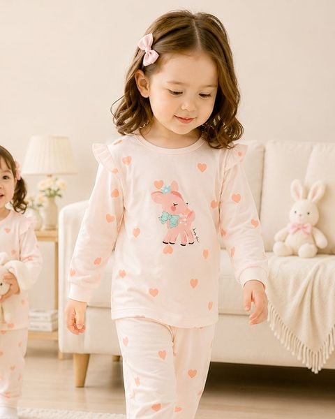 Bộ đồ dài dáng rộng cotton mịn bé gái U1252
