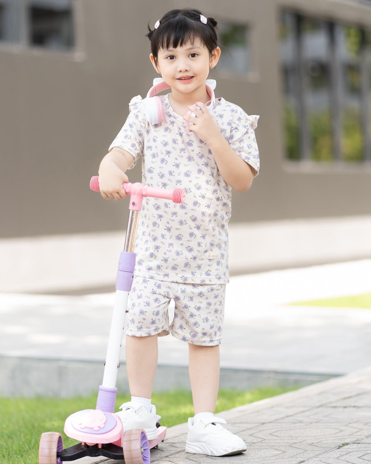 Bộ đồ ngắn cotton mịn bé gái U3177