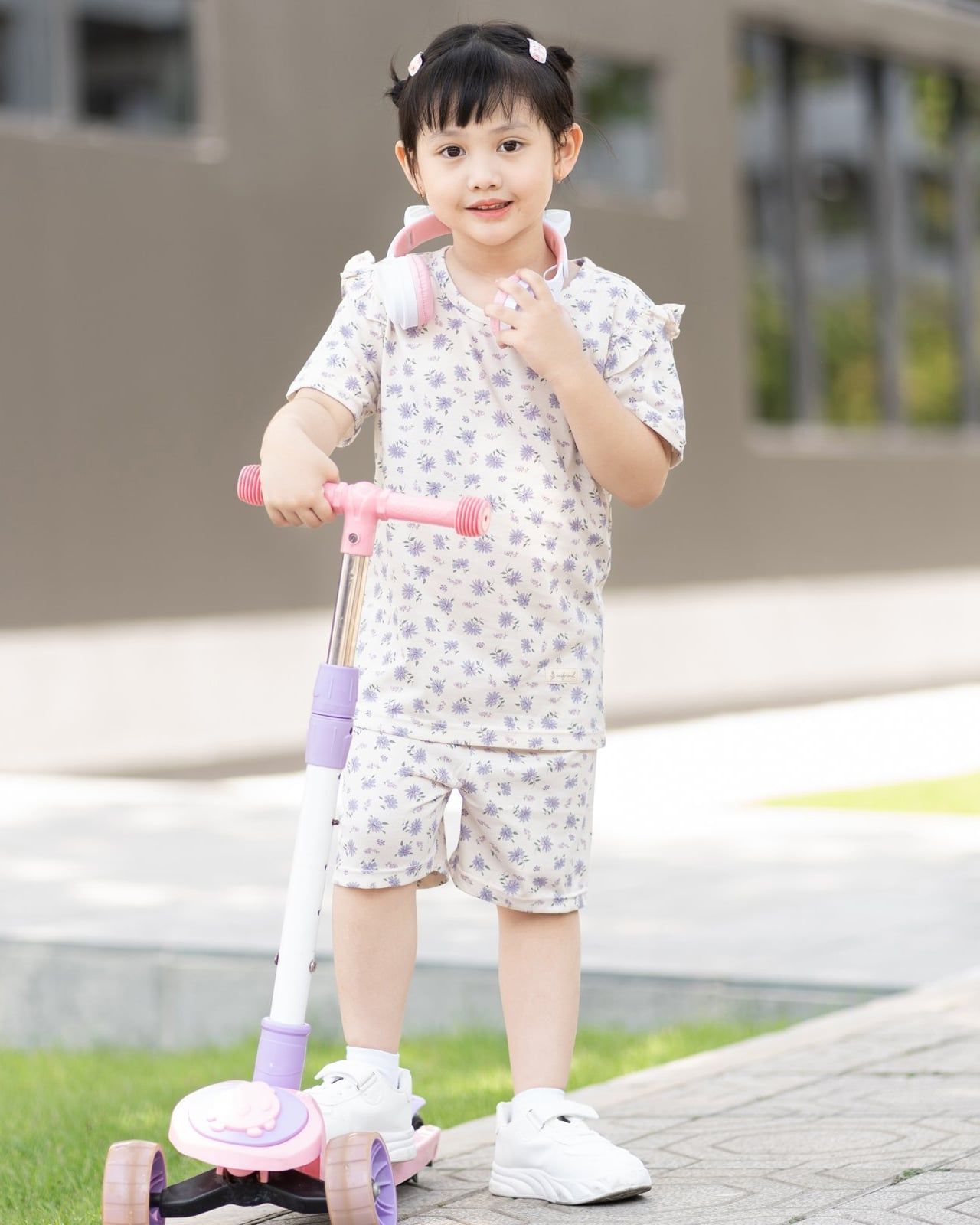 Bộ đồ ngắn cotton mịn bé gái U3177