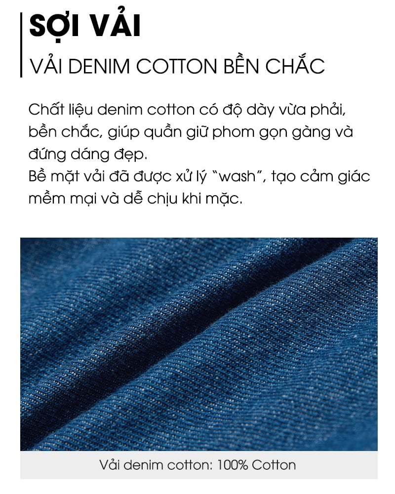Quần short jean dài qua gối ống suông bé trai và bé gái U951A