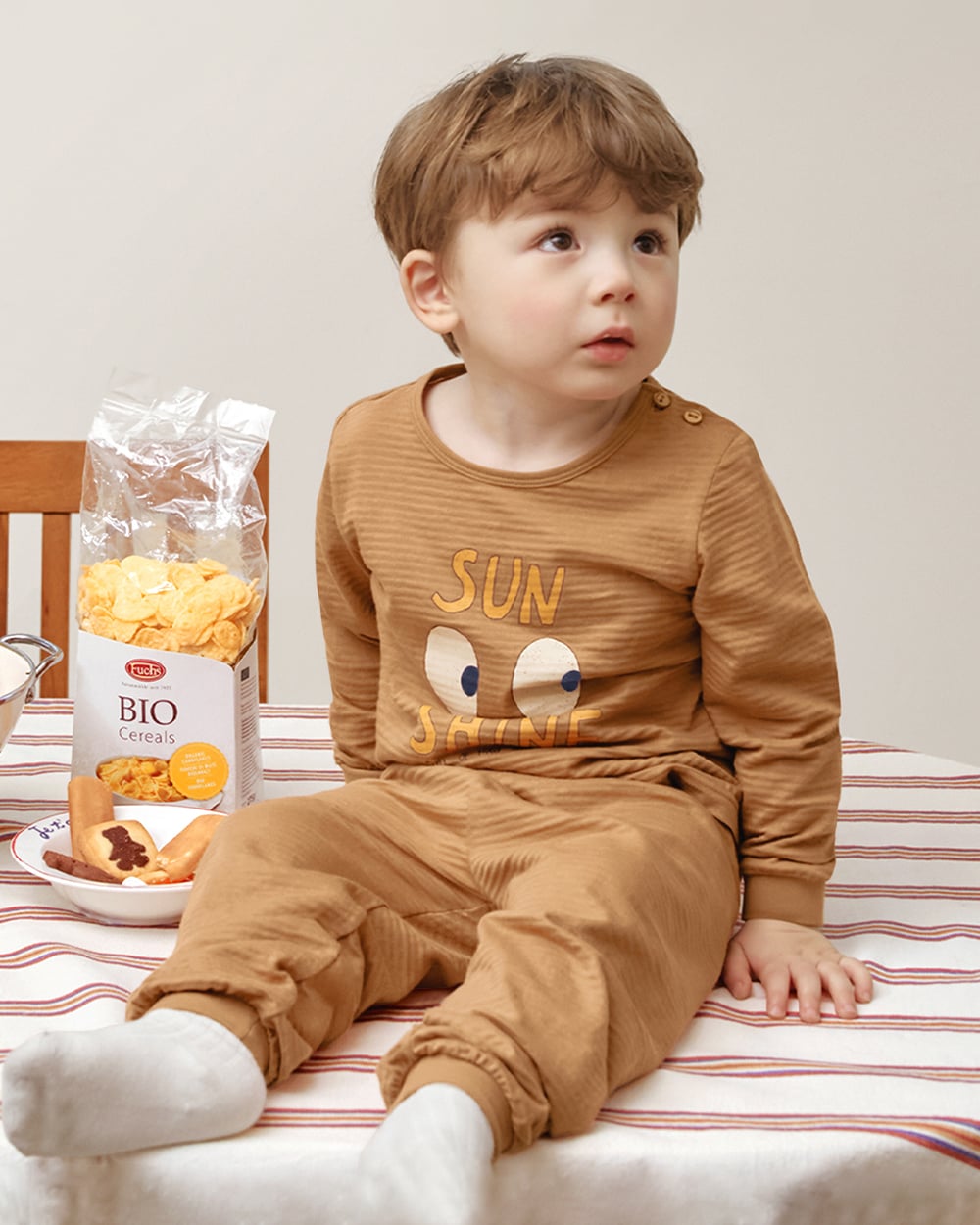 Bộ đồ dài cotton giấy dáng rộng bé trai U1310