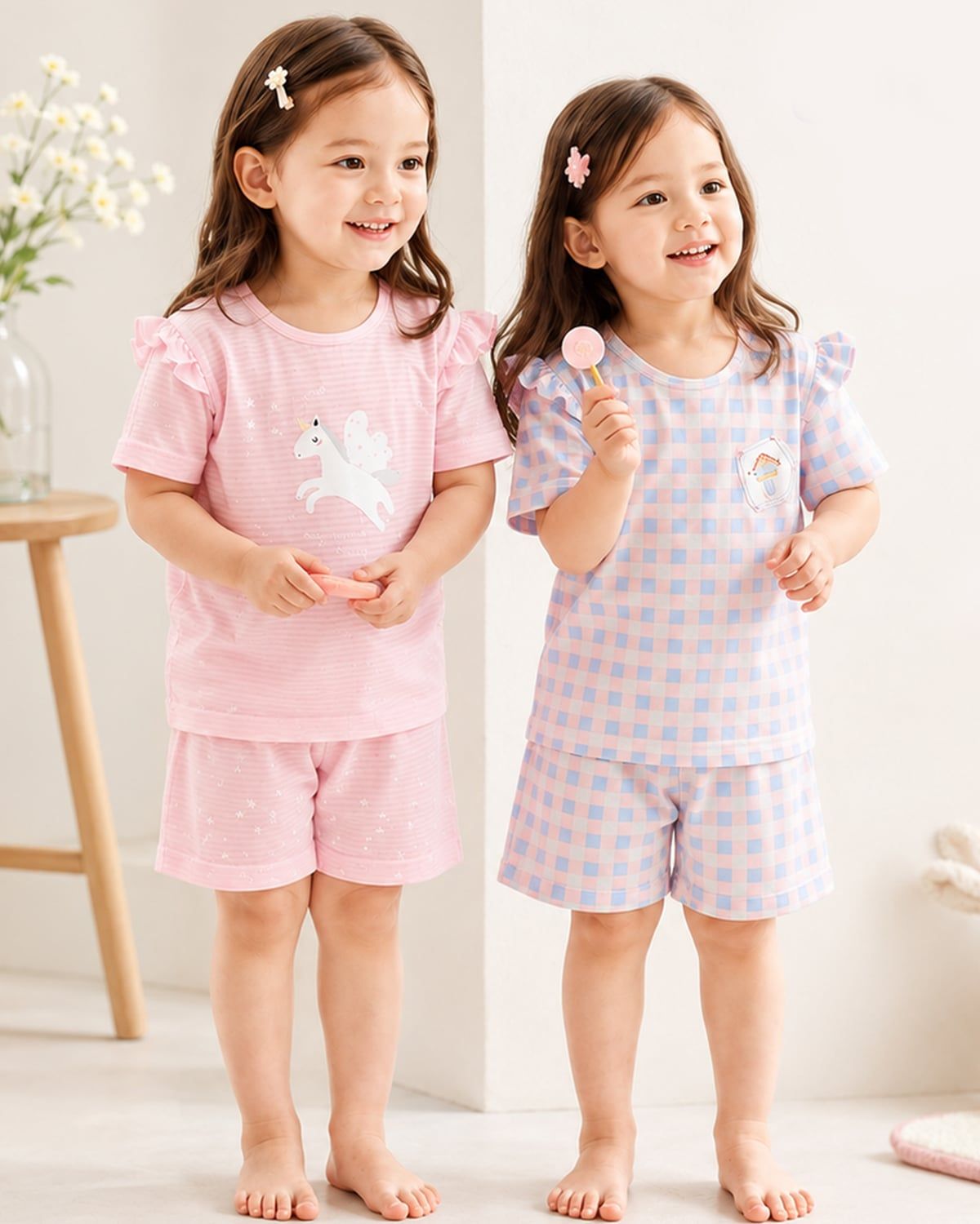 Bộ đồ ngắn cotton giấy bé gái U3228