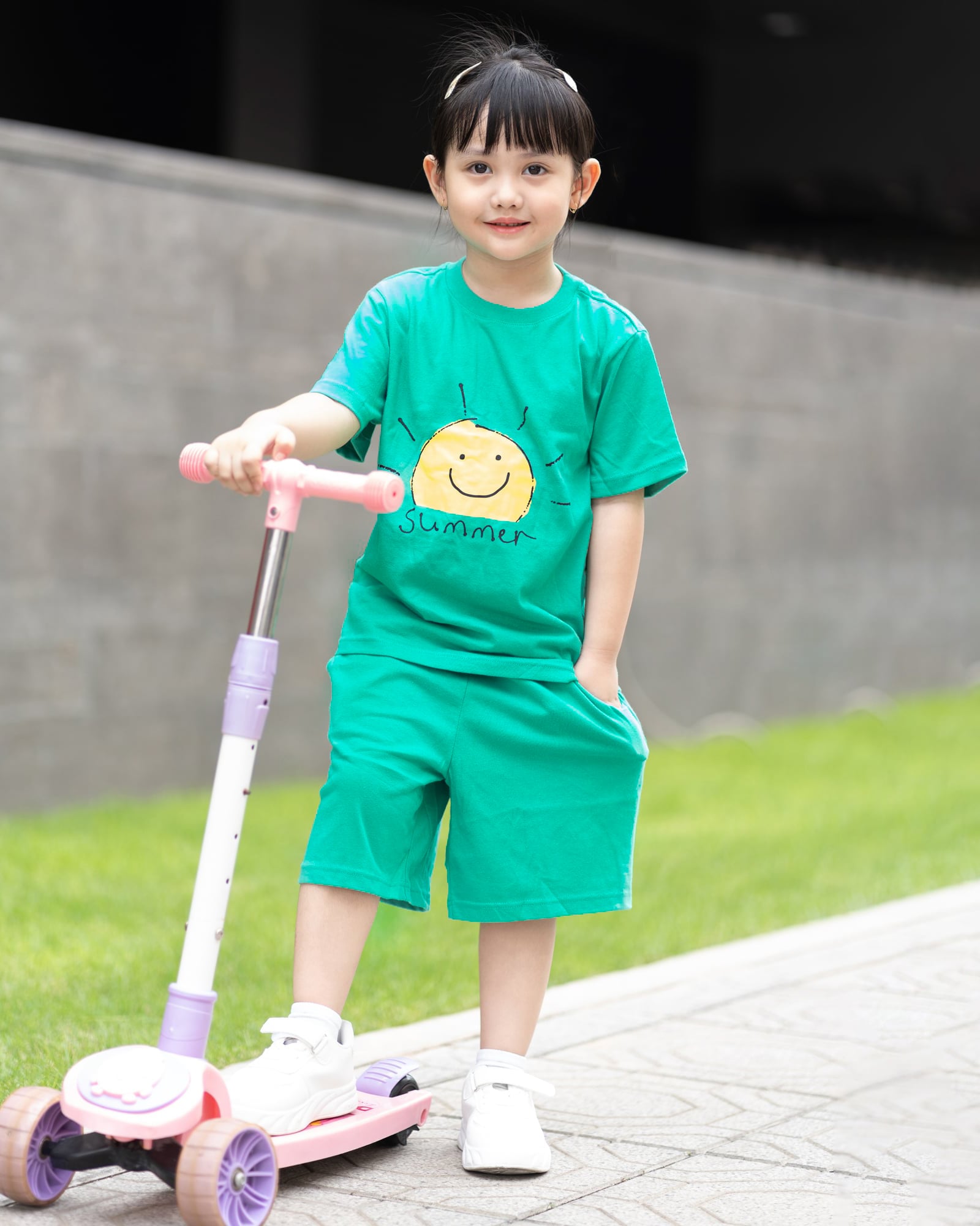 Bộ đồ ngắn cotton mịn bé trai và bé gái U3132
