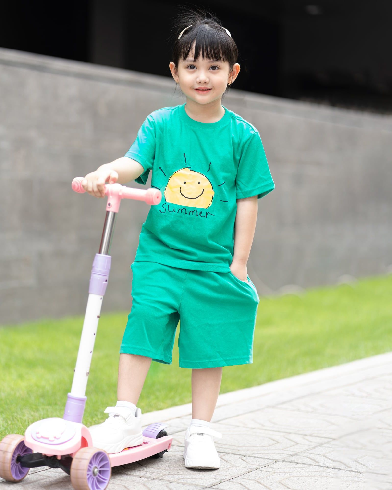 Bộ đồ ngắn cotton mịn bé trai và bé gái U3132