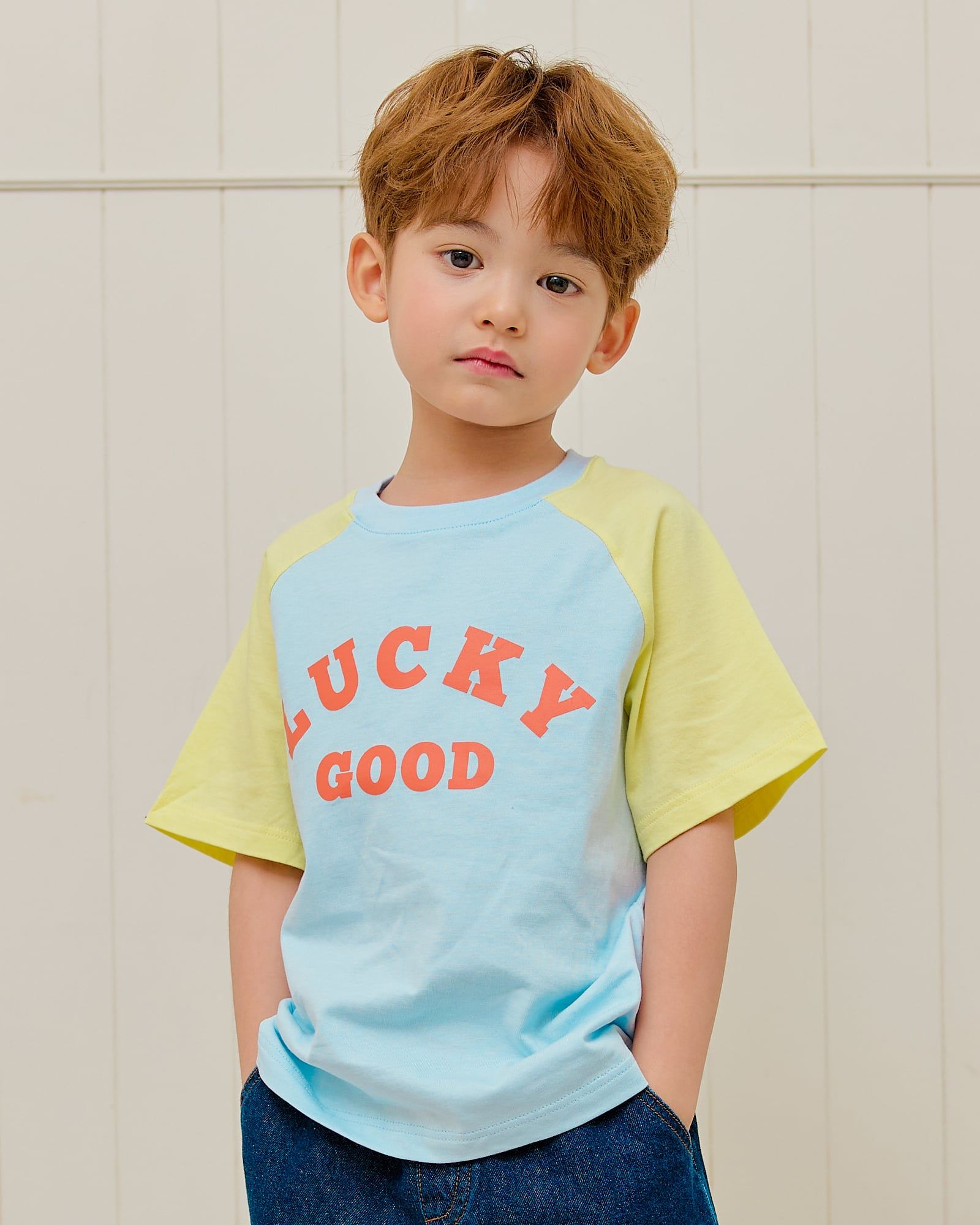 Áo thun tay ngắn Raglan vải cotton cho bé trai và bé gái U900N