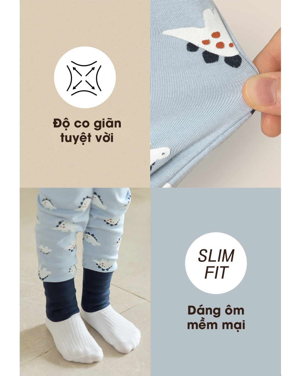 Bộ đồ dài dáng ôm cotton mịn bé trai U1260
