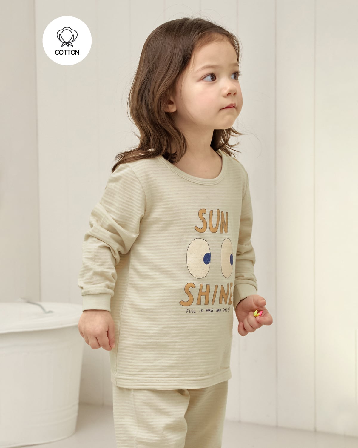 Bộ đồ dài cotton giấy dáng rộng bé gái U1311