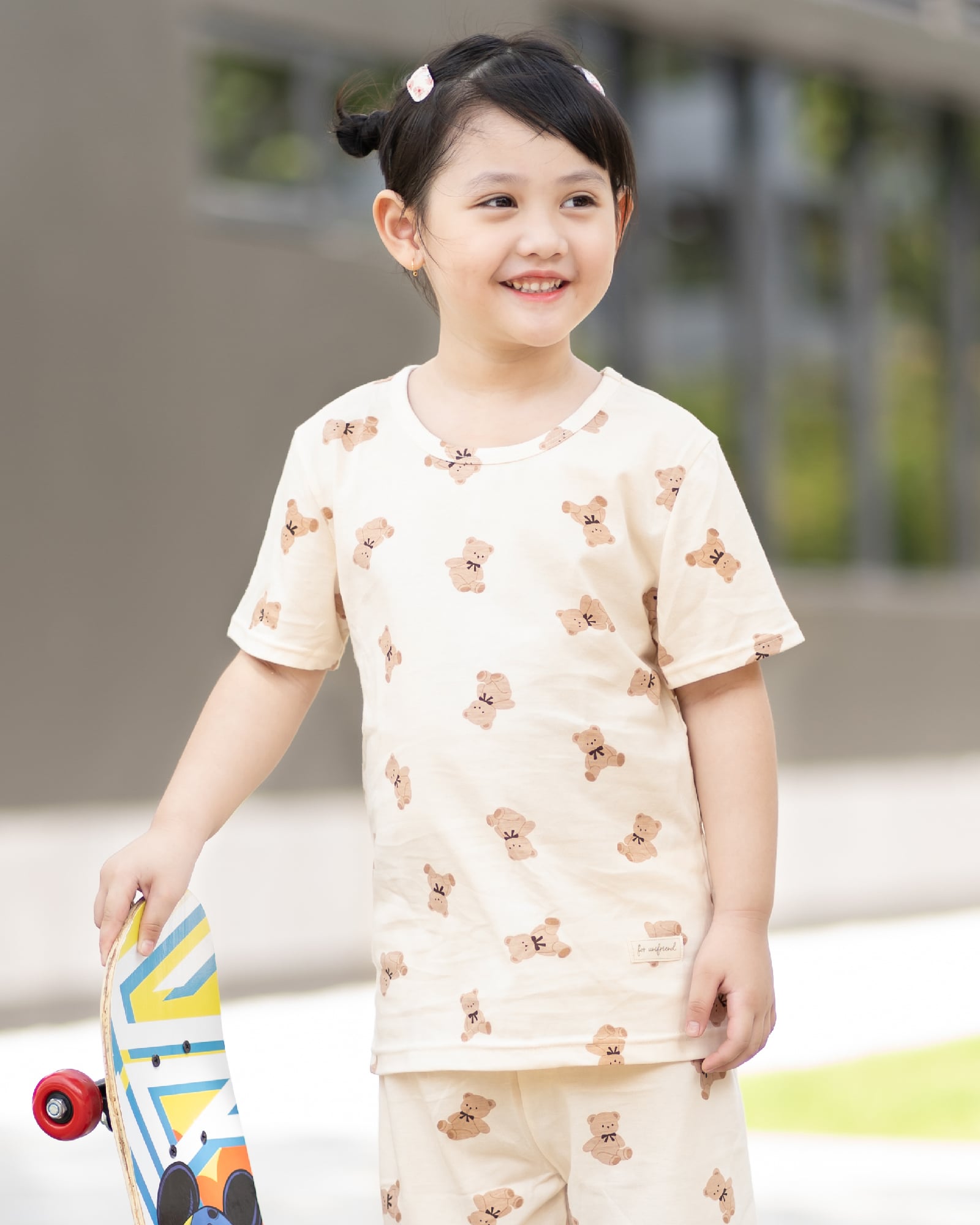 Bộ đồ ngắn cotton mịn bé gái và bé trai U3176