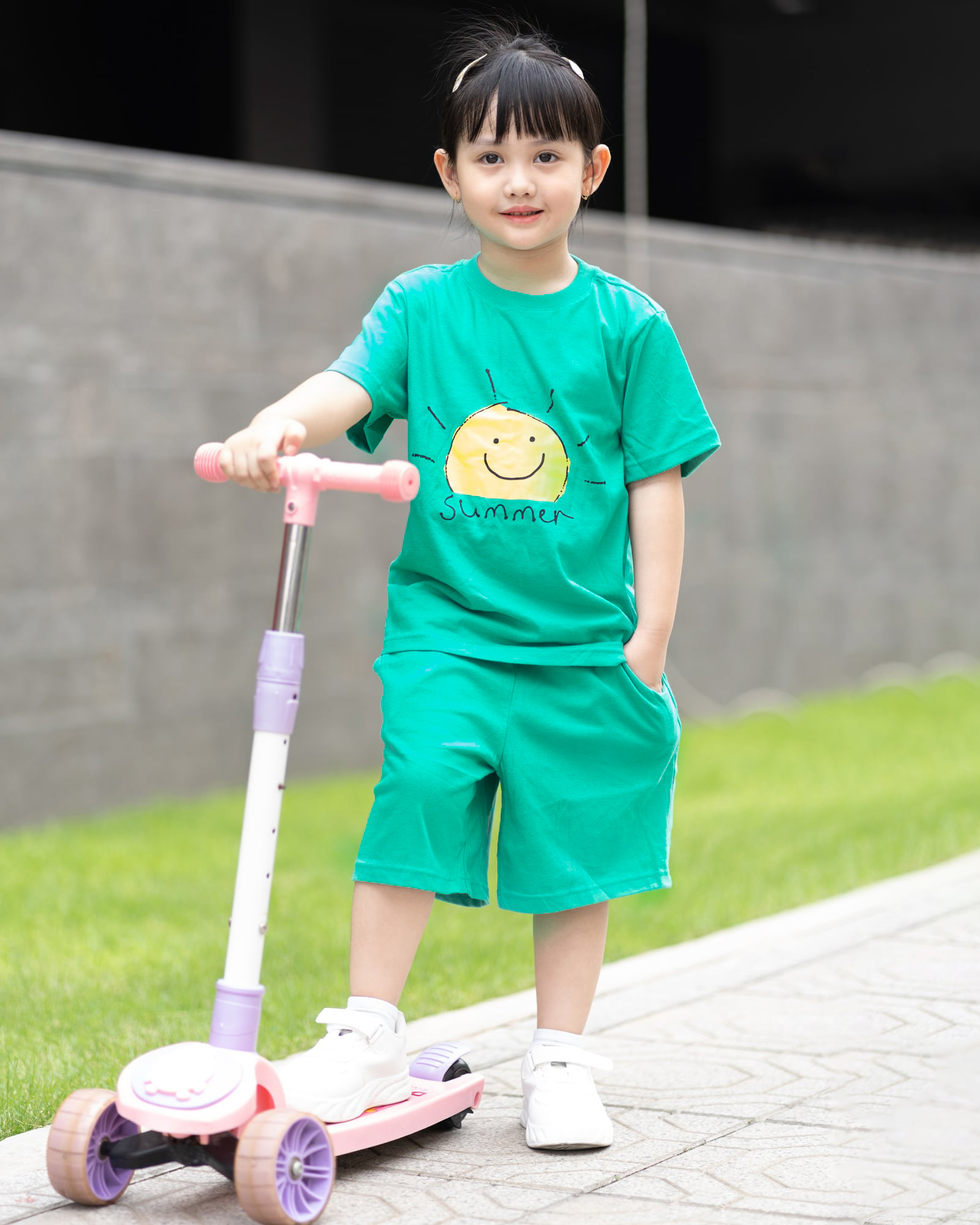 Bộ đồ ngắn cotton mịn bé trai và bé gái U3132