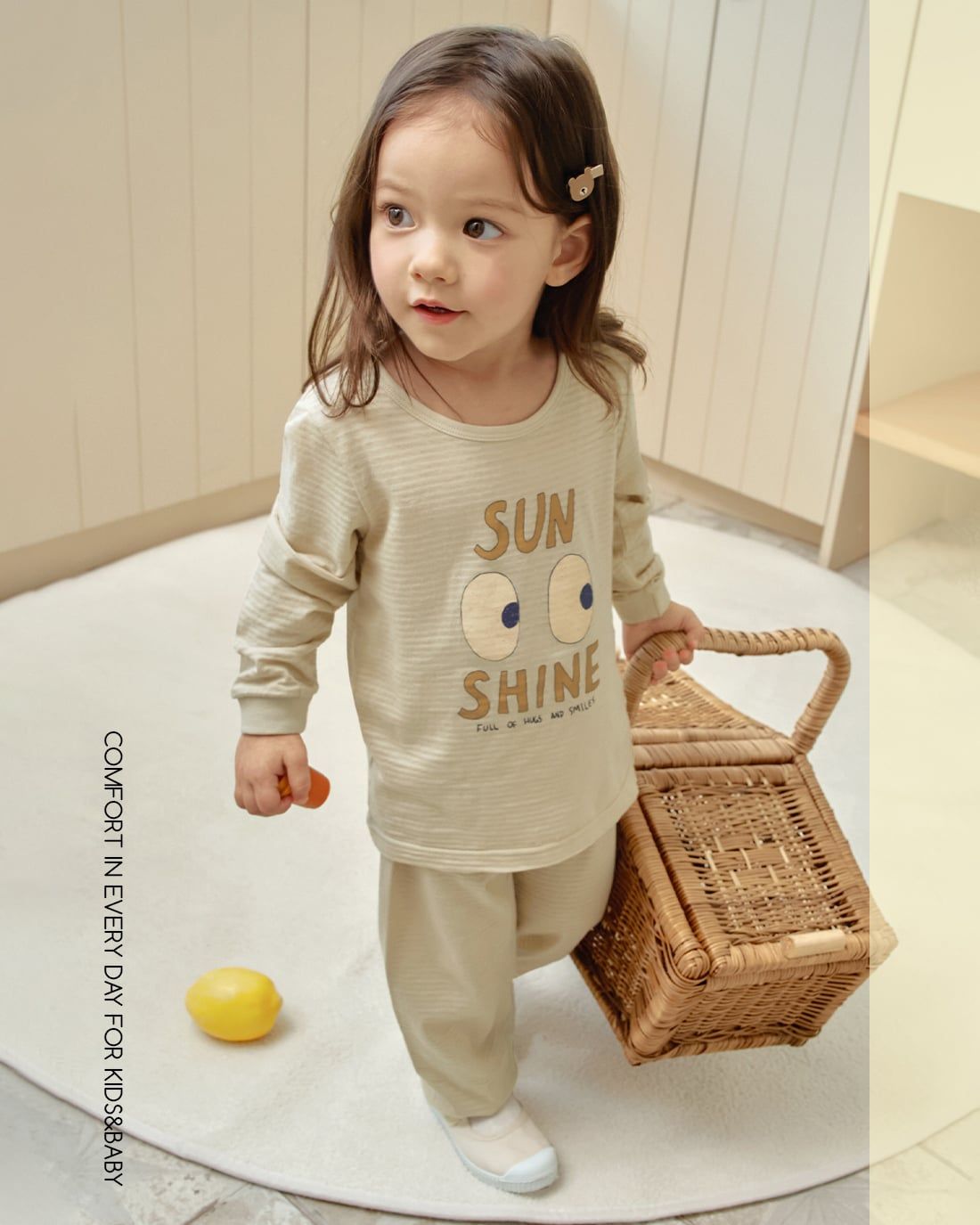 Bộ đồ dài cotton giấy dáng rộng bé gái U1311