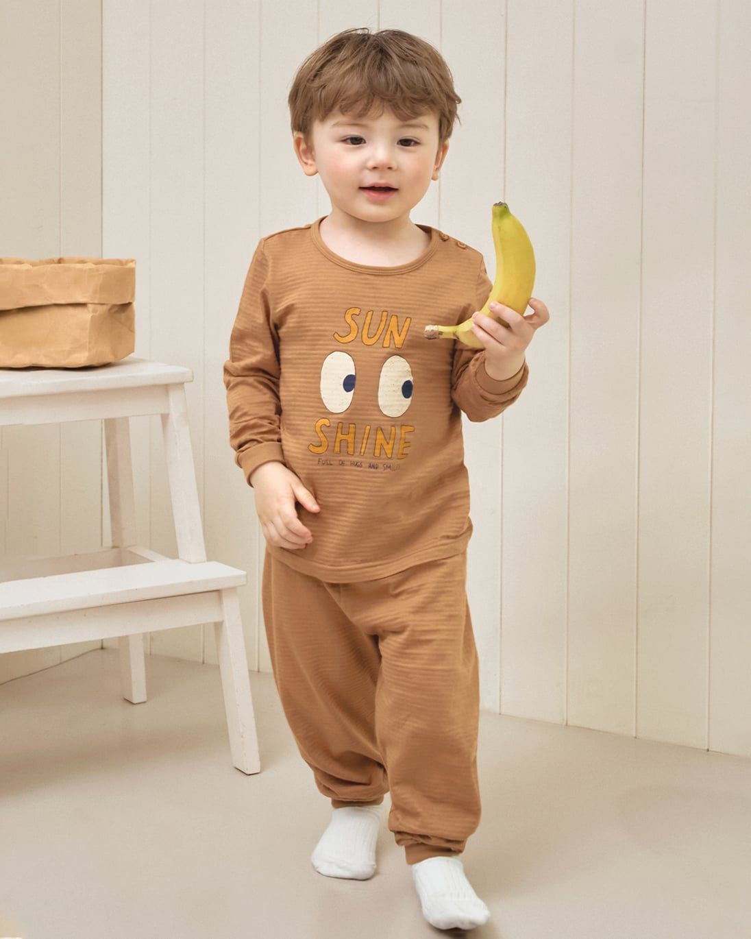 Bộ đồ dài cotton giấy dáng rộng bé trai U1310