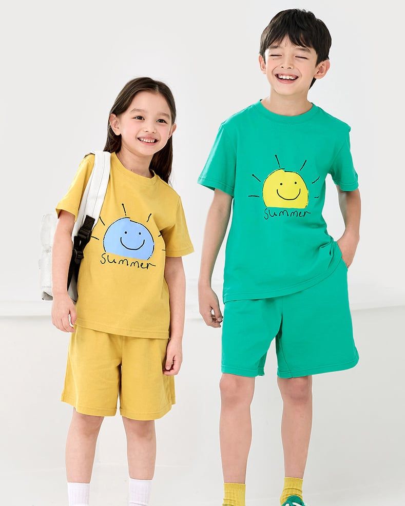 Bộ đồ ngắn cotton mịn bé trai và bé gái U3132