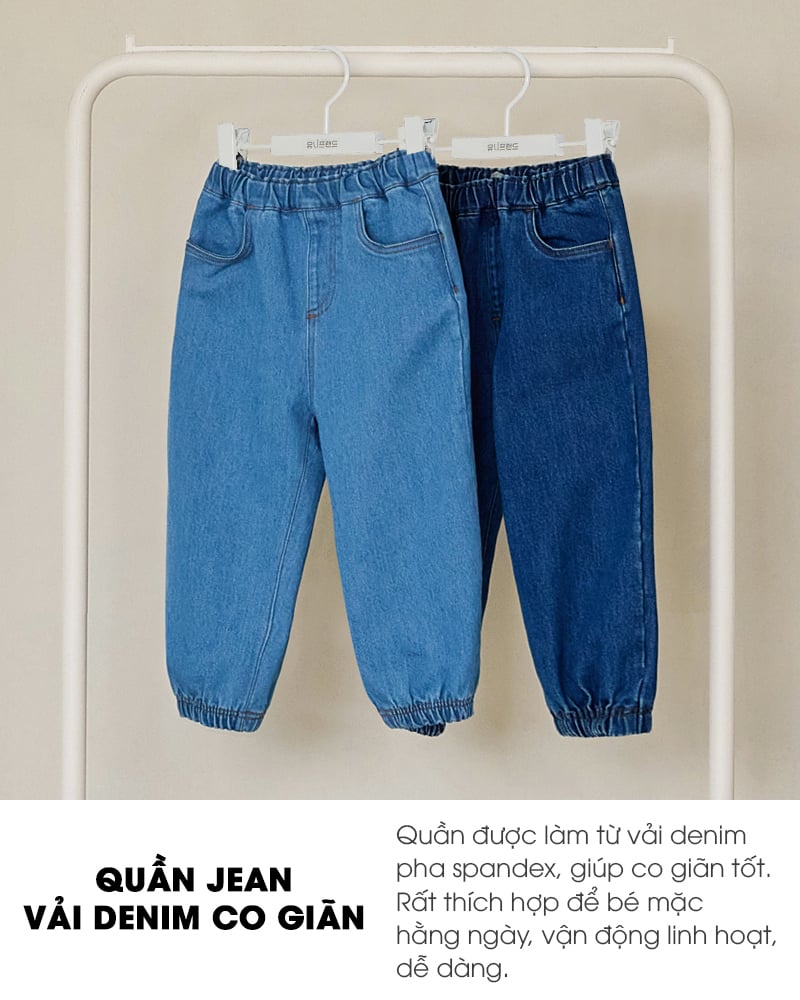 Quần jogger jean co giãn bé trai và bé gái U950K