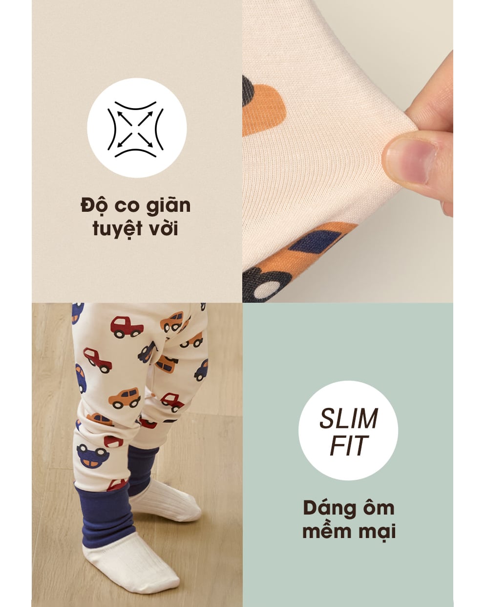 Bộ đồ dài dáng ôm cotton mịn bé trai U1259