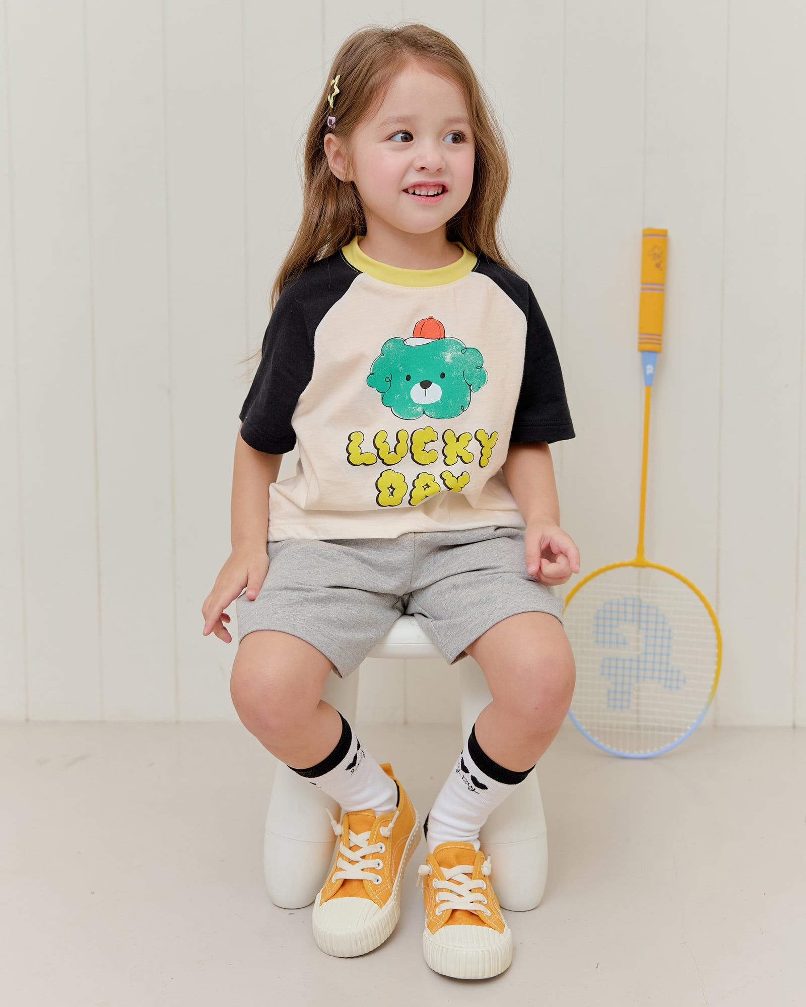 Áo thun tay ngắn Raglan vải cotton cho bé trai và bé gái U900N