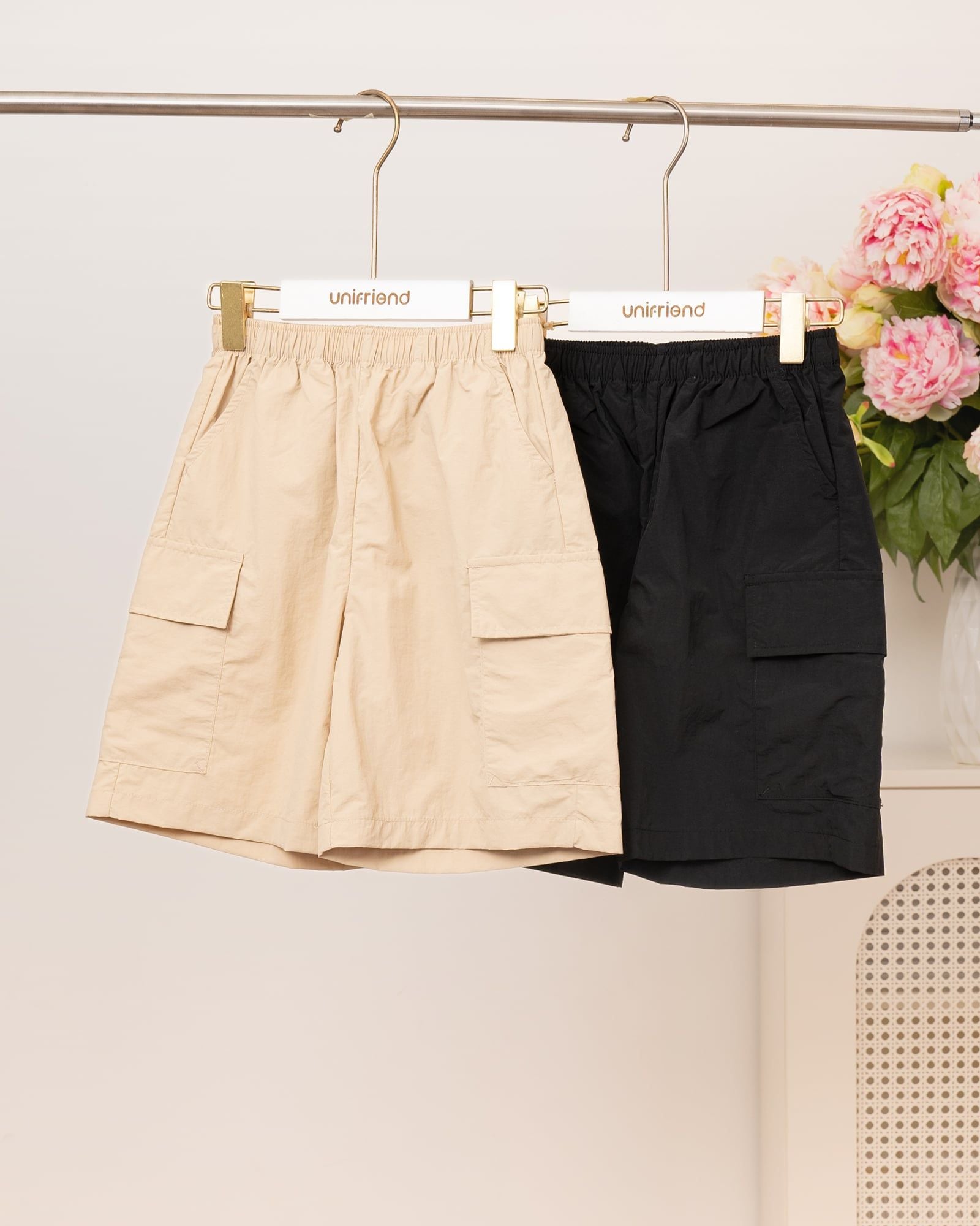 Quần short cargo vải gió siêu nhẹ, mỏng thoáng mát bé trai và bé gái U950Y