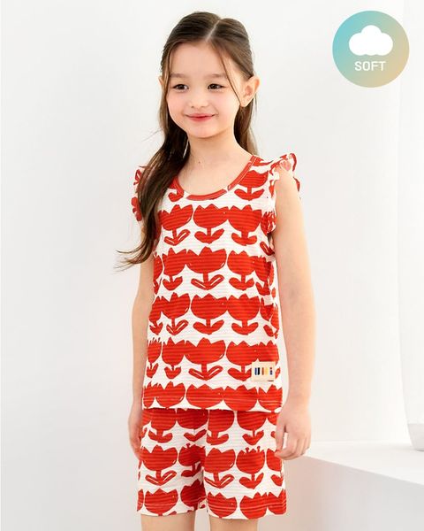 Bộ đồ ba lỗ cotton giấy bé gái U4084